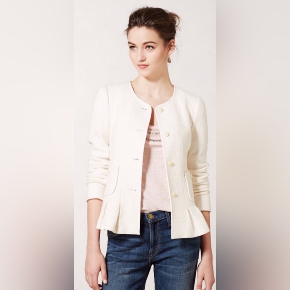 ANTHROPOLOGIE Elevenses Frankie boiled wool BLAZER JACKET
